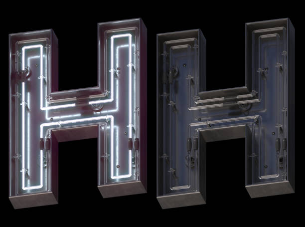istock Metal neon font with On and Off. Letter H. 1340764599