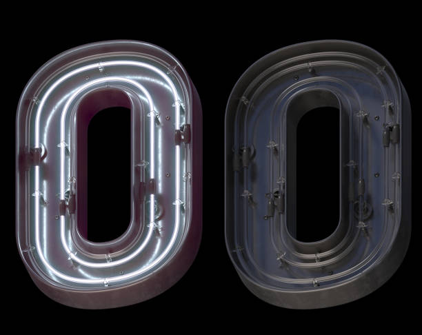 istock Metal neon font with On and Off. Number 0. 1340764606
