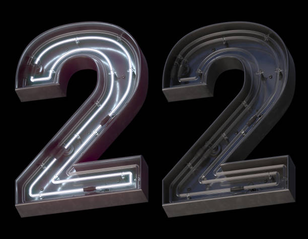 istock Metal neon font with On and Off. Number 2. 1340764614