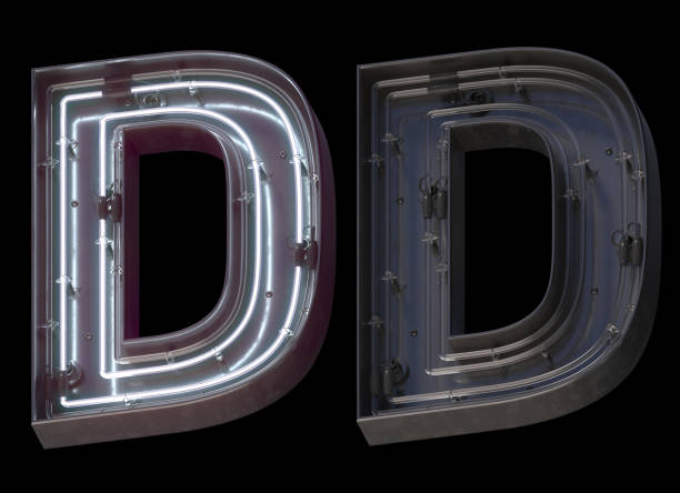 istock Metal neon font with On and Off. Letter D. 1340764619