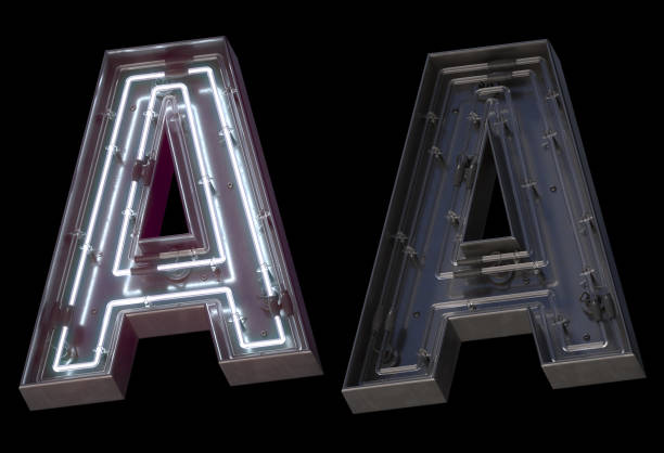istock Metal neon font with On and Off. Letter A. 1340764668
