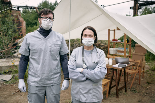istock Medical Workers In Refugee Camp 1340765882