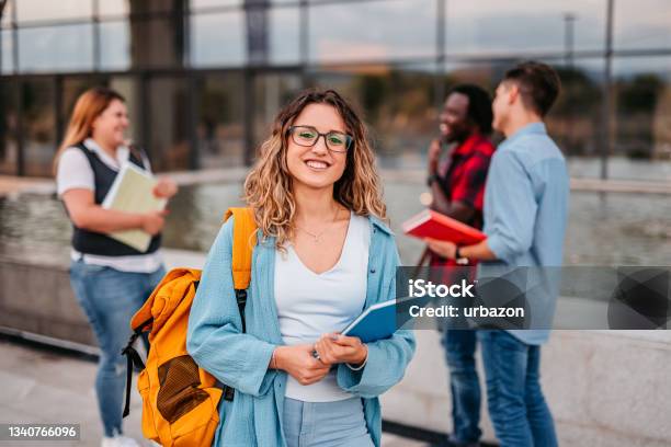 Beautiful Smiling Female College Student Stock Photo - Download Image Now - University Student, Student, University