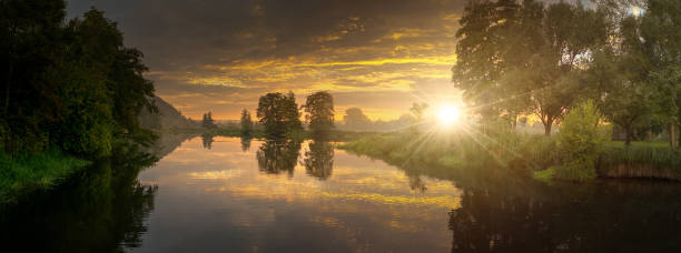istock Panorama of a sunset at the river 1340770990