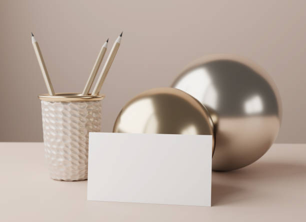 Blank business card, postcard with soft shadows. 3d render