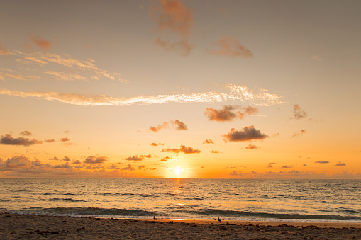 Ocean Waves Sweeping Across the Palm Beach, Florida Seashore at Sunrise in September of 2021