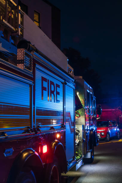 istock Firetruck with Blue Lights 1340782686