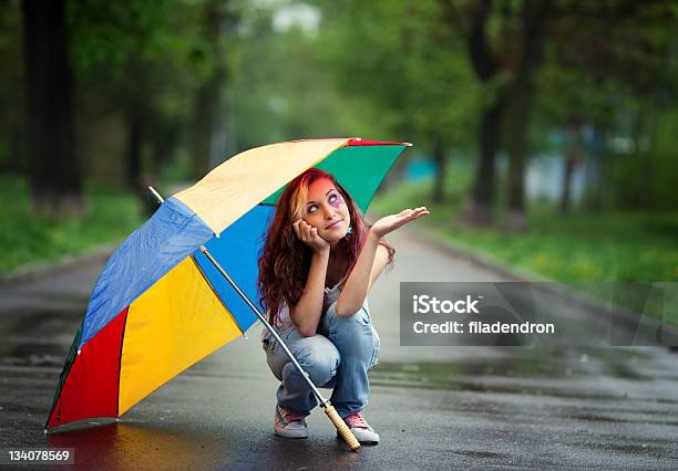 Portrait Of Beautiful Girl With Umbrella Stock Photo - Download Image Now - Star - Space, Umbrella, Adult