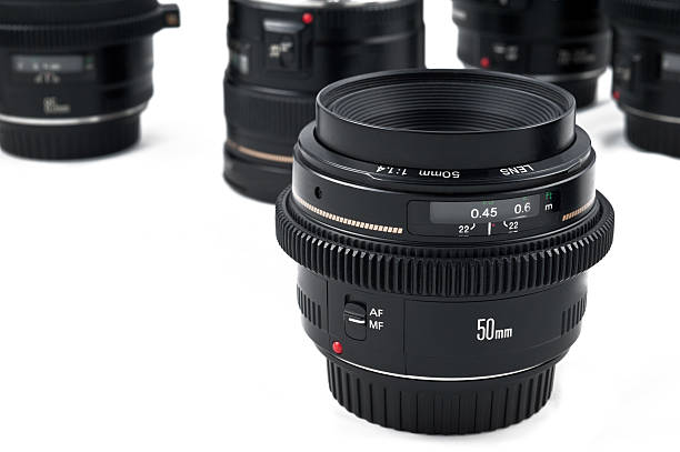 istock Close-up of 50-millimeter autofocus camera lens 134078598