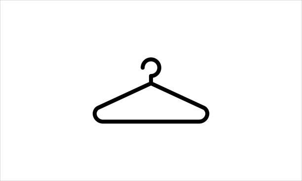 kleiderbügel-symbol, umrissstil - laundry clothing clothesline hanging stock-grafiken, -clipart, -cartoons und -symbole
