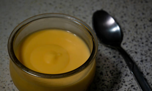 istock Homemade Vanilla Custard Pudding cream in a glass bowl 1340792318