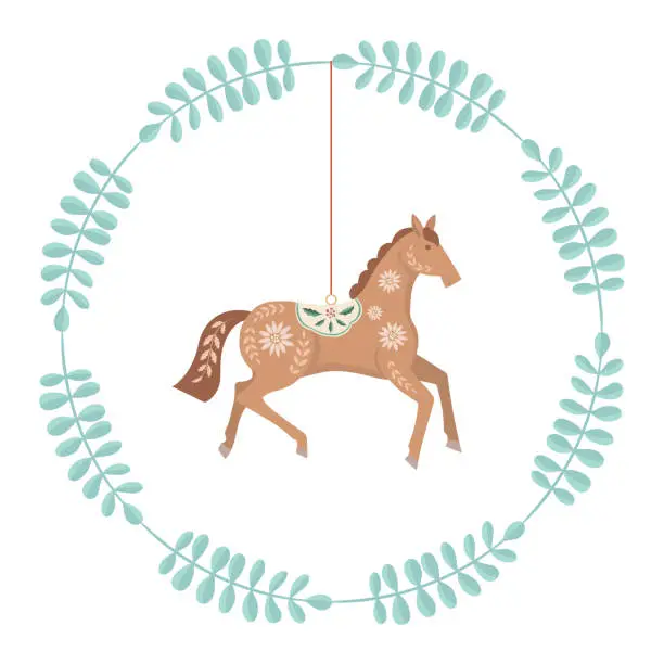 Vector illustration of Cute Folk Art Element - Rocking Horse
