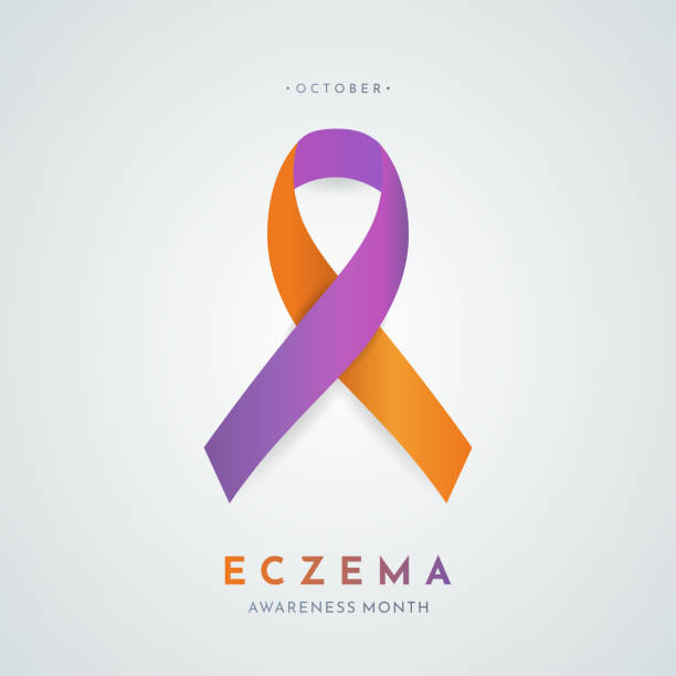 illustrations, cliparts, dessins animés et icônes de carte du mois de la sensibilisation à l’eczéma. vecteur - psoriasis