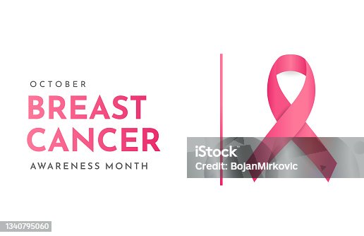 istock Breast Cancer awareness month card. Vector 1340795060