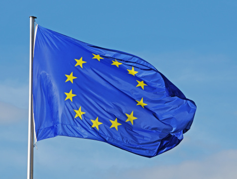 Flag of EU in the wind