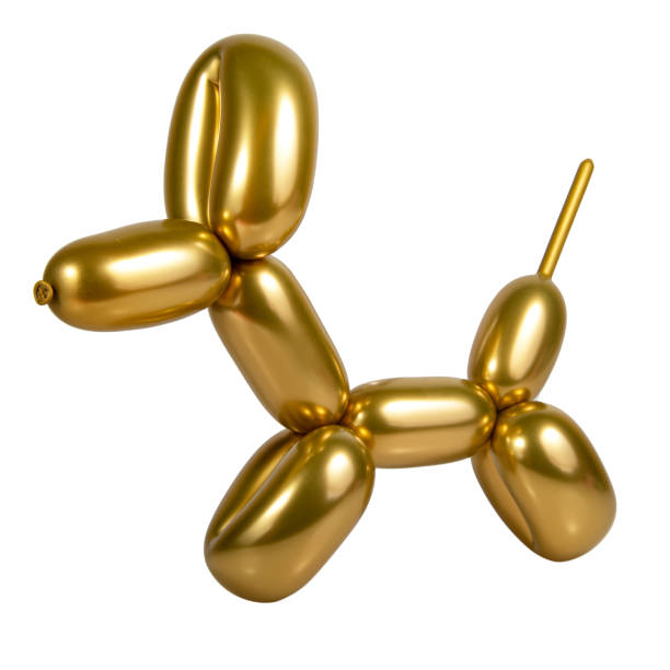 istock Gold bright balloon dog isolated on the white background 1340800549