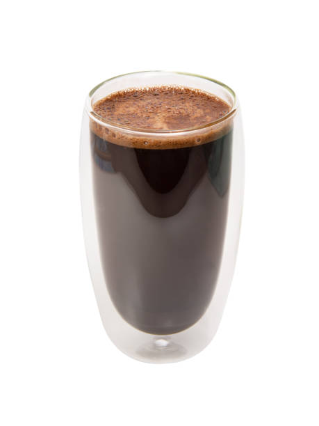 istock Black coffee in glass with double walls isolated on the white background 1340800577
