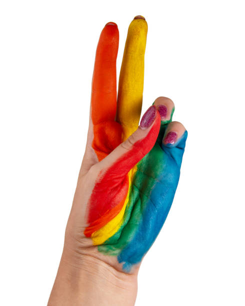istock Rainbow lgbt paint color hand isolated on the white background 1340802974