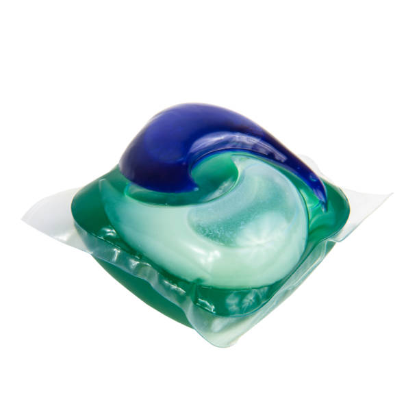 istock Multicolor gel washing capsule isolated on the white background 1340803801