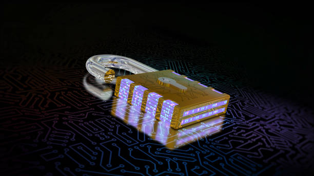 3d rendering of a combination lock. cybersecurity of digital data, protection against hacker attacks and hacking of computer data transmission networks - personal data imagens e fotografias de stock