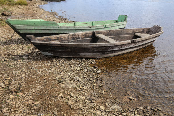 Fishing boats on the lake on a summer day
