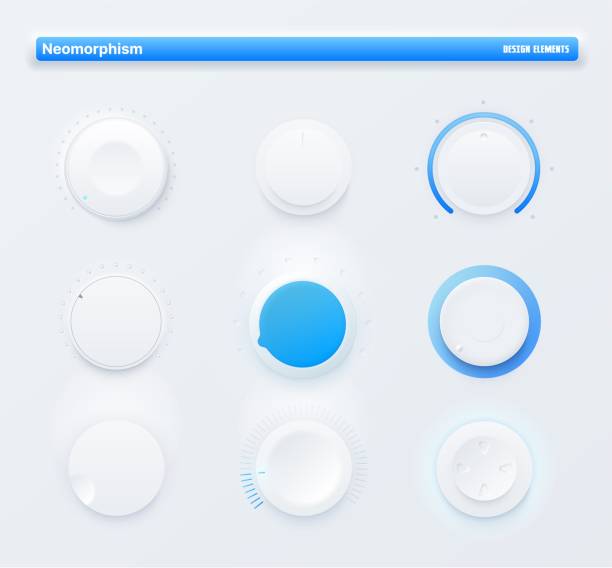 neomorficzny zestaw ui kit aplikacja mobilna okrągłe przyciski poziomu - dial stock illustrations