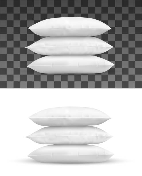 베개 스택, 쿠션의 사실적인 벡터 오브젝트 - pillow stock illustrations