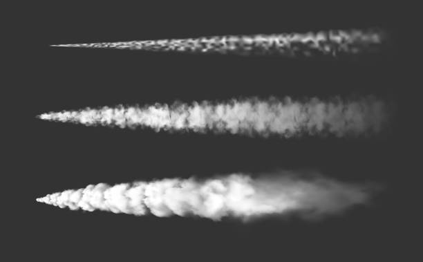 авиационные химиотрассы, самолетные паровые струи, дымовой след - missile stock illustrations