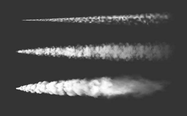 bildbanksillustrationer, clip art samt tecknat material och ikoner med airplane chemtrails, plane steam jets, smoke trail - kondensspår