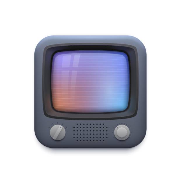 ilustraciones, imágenes clip art, dibujos animados e iconos de stock de icono de interfaz de tv retro, aplicación de televisión - 3dtv