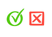 istock Green check and red cross mark. 1340812607