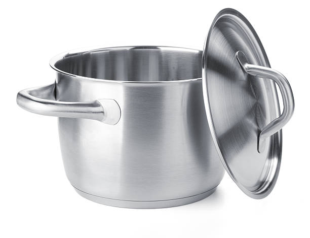 istock Stainless steel pot with cover 134081484