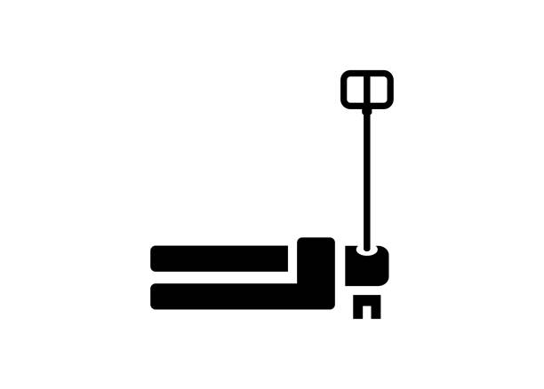 Pallet jack. Simple illustration in black and white. Simple illustration of a pallet jack in black and white pallet jack handle stock illustrations