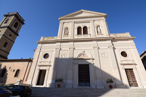 Tarquinia Cathedral facade, a Roman Catholic cathedral dedicated to Saint Margaret and Saint Martin - Lazio.