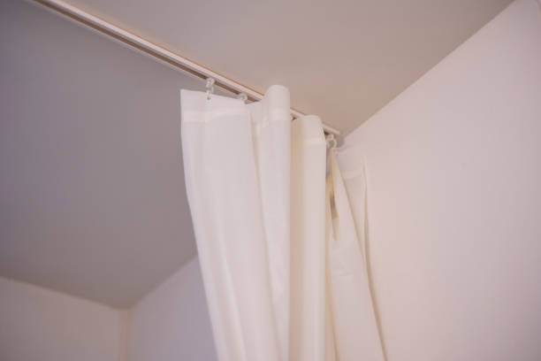 istock Unit bath curtains that separate the bathtub and toilet 1340820403
