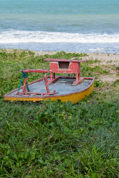 istock Wooden raft  on the beach 1340827143