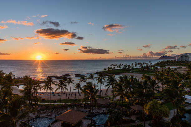 istock Beautiful panoramic west Oahu vista at sunset, Hawaii 1340827264