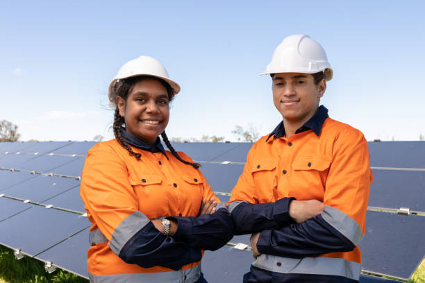 Portrait Of Young Aboriginal Australian Workers stock photo