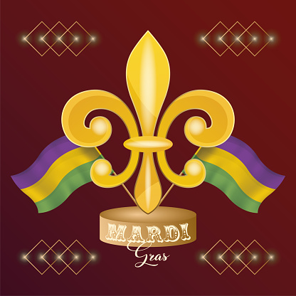 Isolated fleur de lis on a colored mardi gras poster