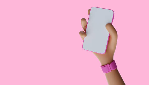 istock Cartoon hands holding smartphone 3d illustration. 1340834702