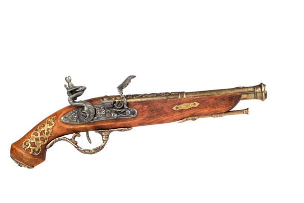 istock A model of an old pistol with a cocked trigger. 1340842366