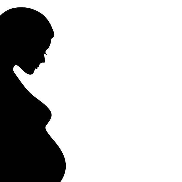 istock Vector silhouette of a pregnant woman 1340844094
