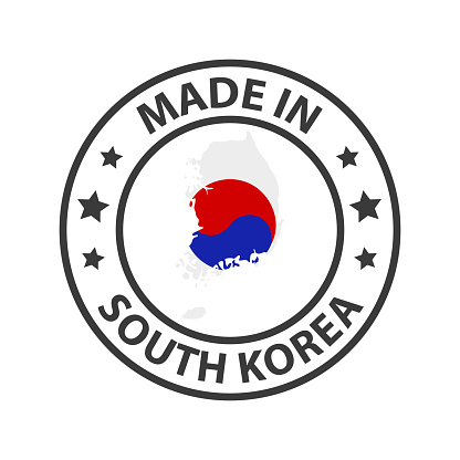 Made in South Korea icon. Stamp made in with country map