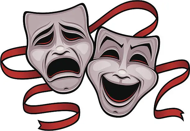 Vector illustration of Comedy and Tragedy Theater Masks