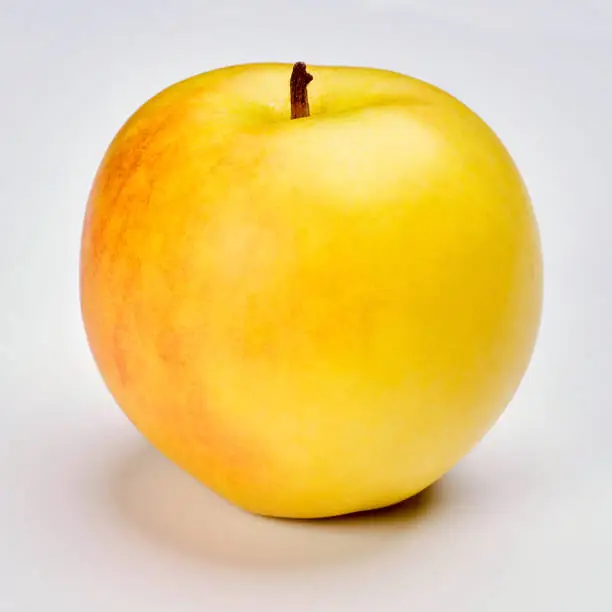 a whole flesh yellow-red orin apple isolated in white background with clipping path