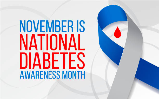 National Diabetes Awareness Month concept. Banner template with blue and gray ribbon. Vector illustration. National Diabetes Awareness Month concept. Banner template with blue and gray ribbon. Vector illustration. diabetes stock illustrations