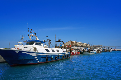 Fishing boats fisherboats in Denia Port of alicante Spain