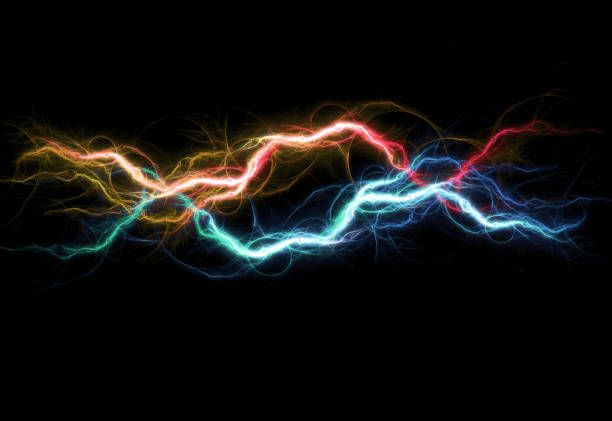 istock Fire and ice electrical lightning background, abstract power and plasma 1340852587