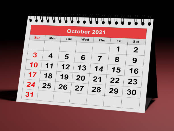 istock Monthly calendar - month October 2021 1340856015