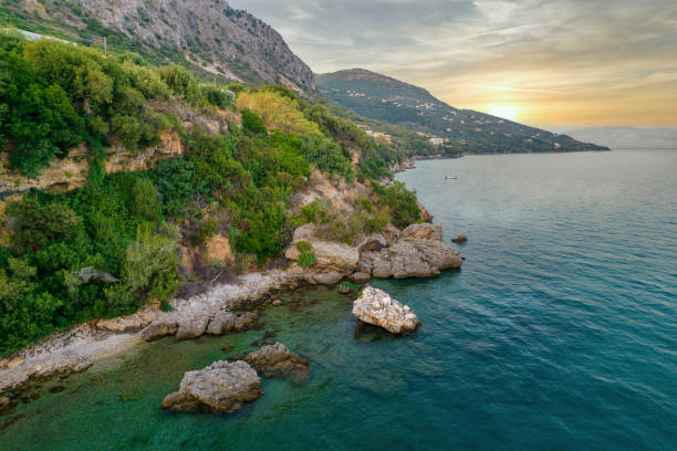 istock Rocky coast in Mparmpati, Corfu, Greece. 1340858324